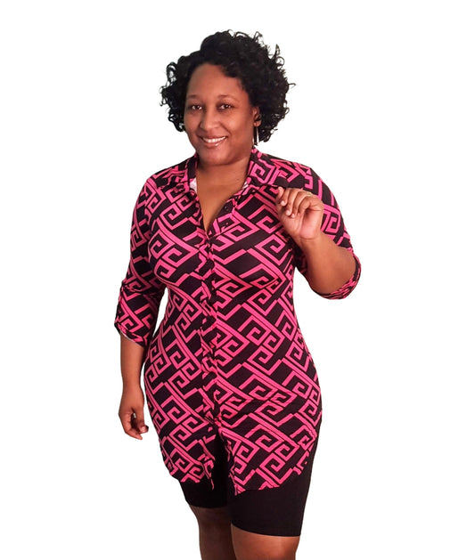 Macy Shirt Dress/ Shirt - Pink Regular Size