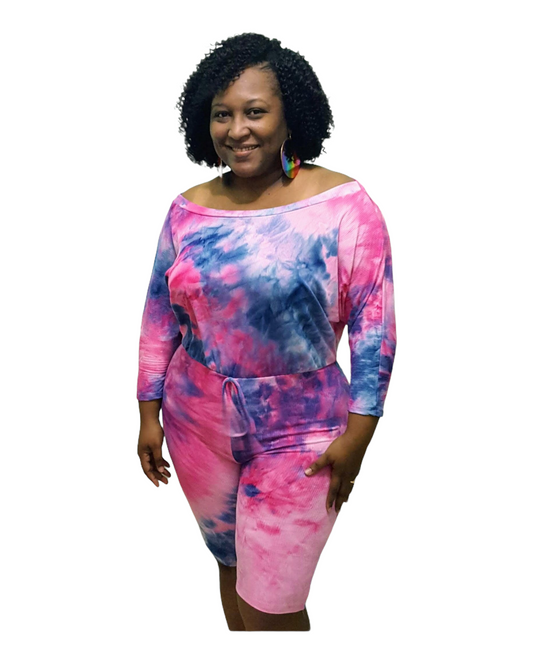 Love off Tie Dye Jumpsuit - Pink Plus Size