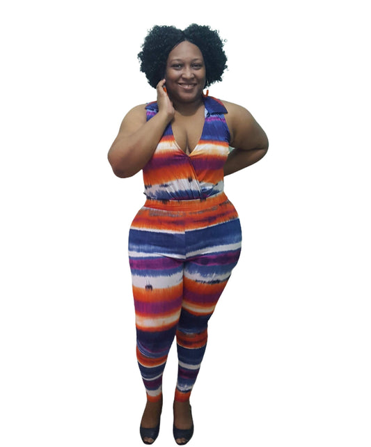 Tie Dye Fever Outfit - Orange and Blue Plus Size