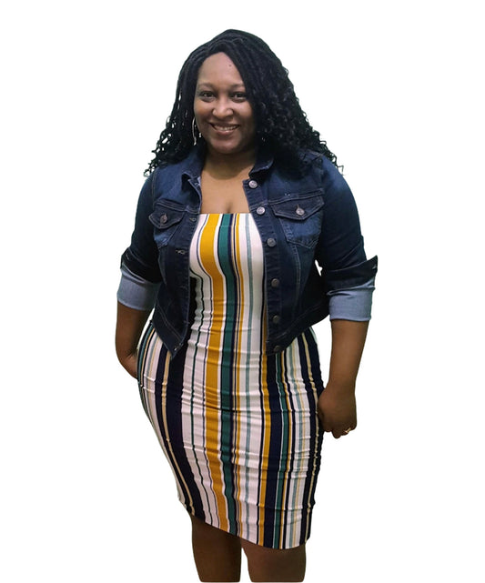 Denim Jacket - Dark Denim Blue Plus Size