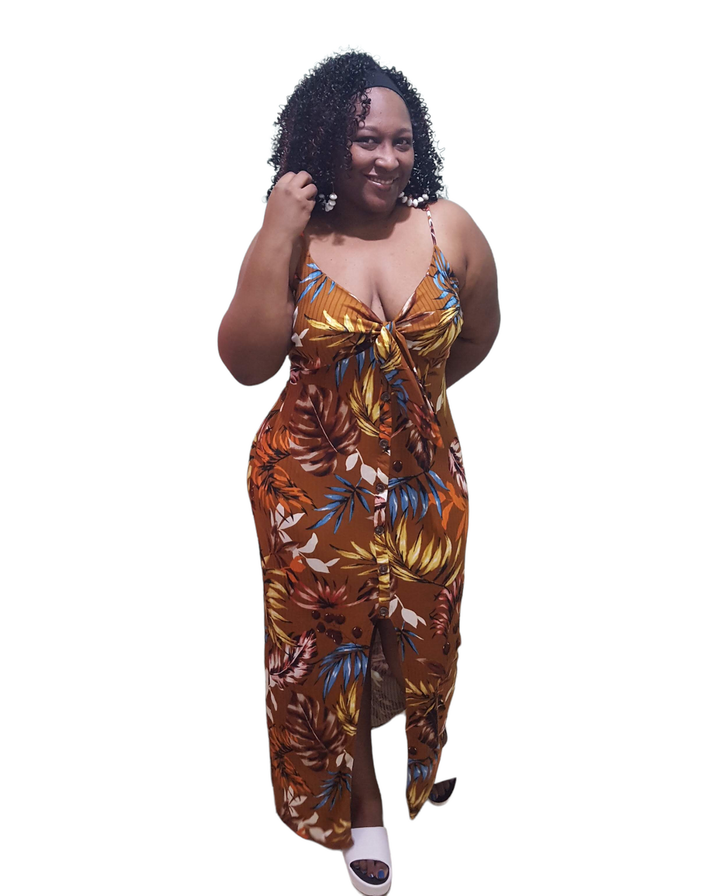 Hawaii Nights Maxi Dress - Brown Plus Size