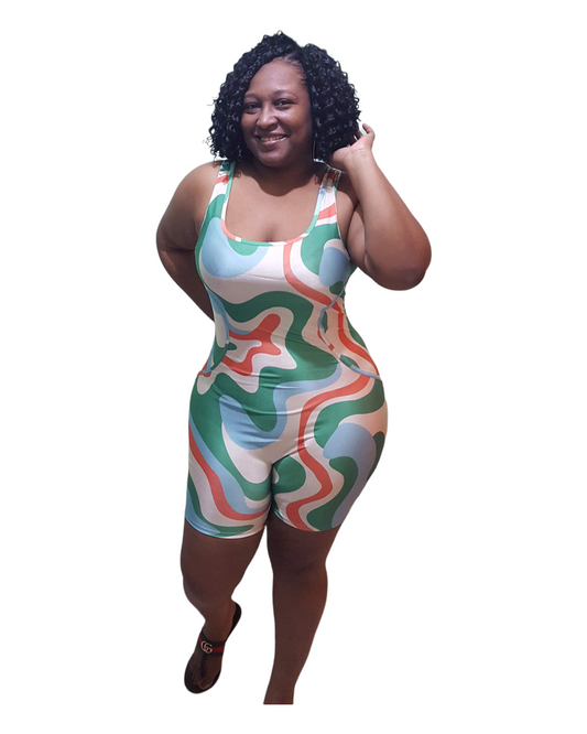 Curvy Diva Romper - Green Plus Size