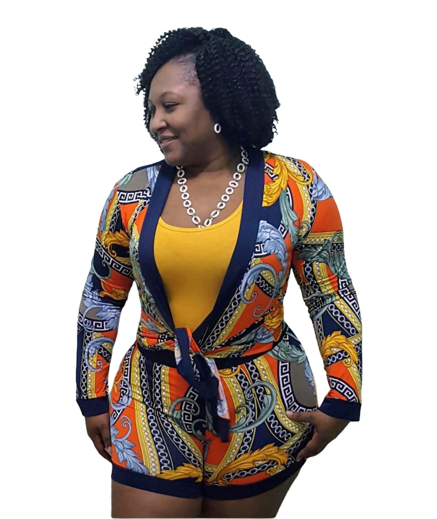 Hottie Hottie Outfit - Orange & Navy Plus Size