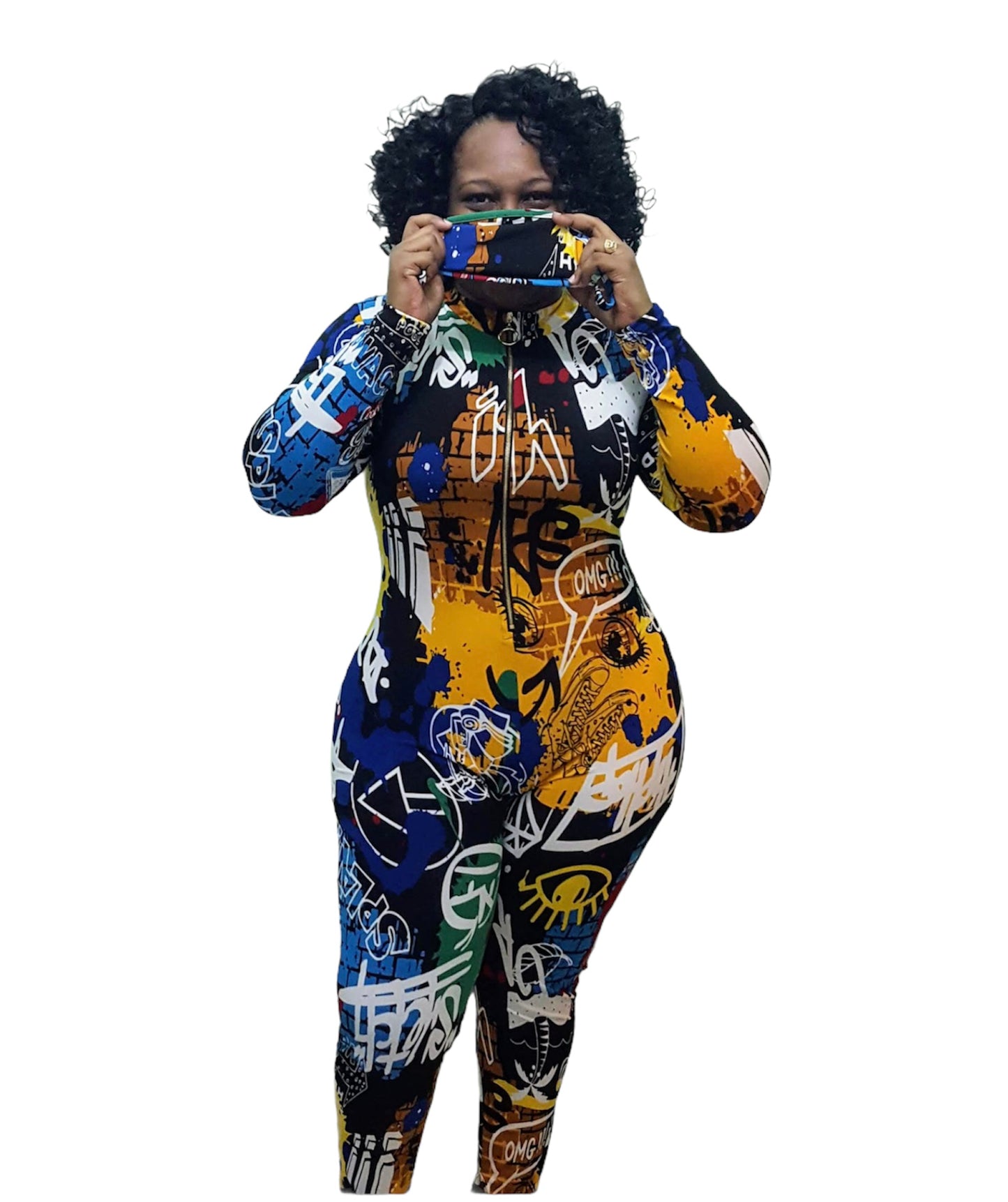 Graffiti Diva Jumpsuit with Mask - Plus Size
