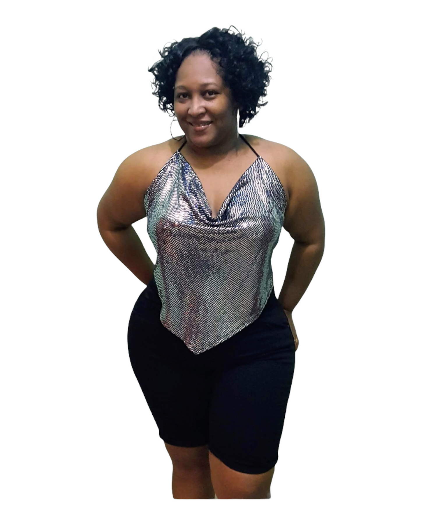 Metallic Halter Top - Plus Size