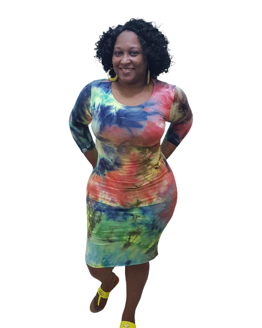 Impulse Midi Dress - Tie Dye Plus Size