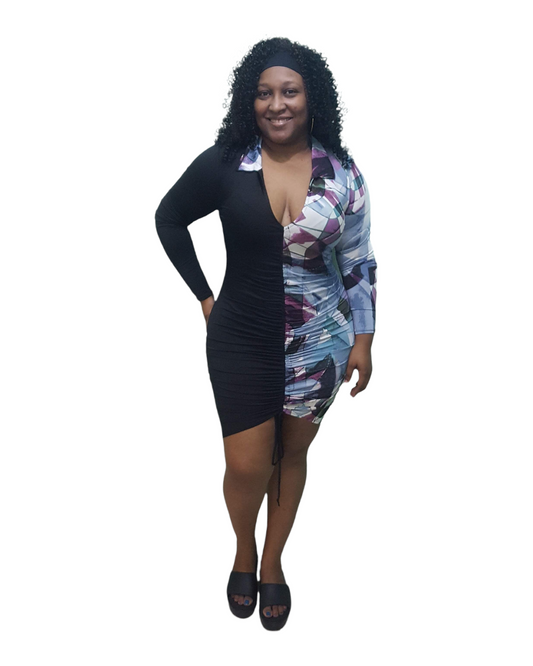 Scrunchie Mini Dress - Black Plus Size