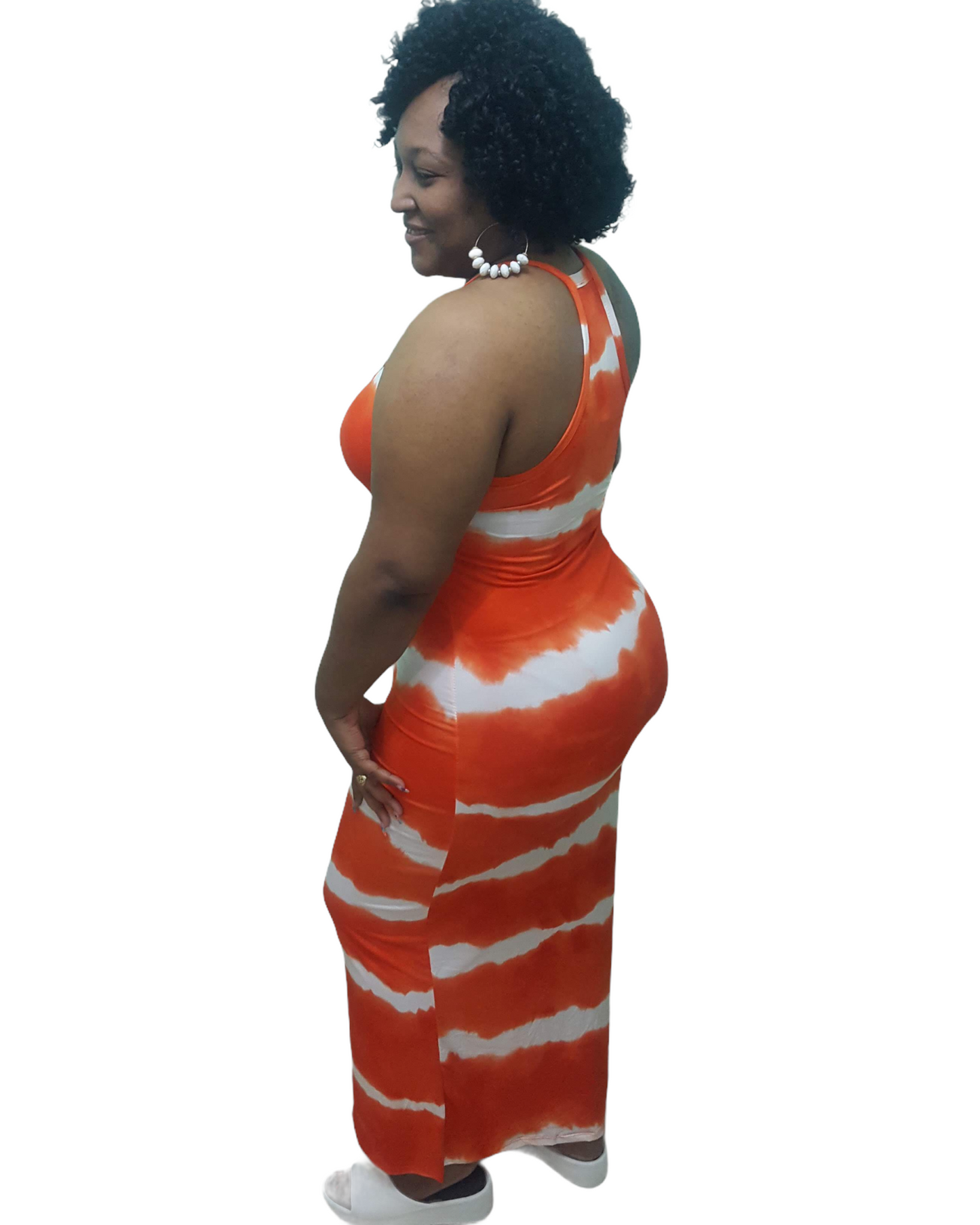 Racer Maxi Dress - Orange Plus Size