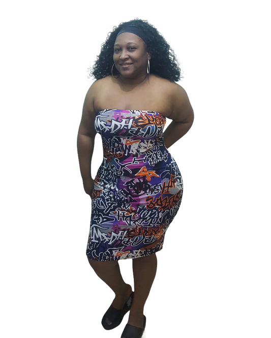 Words Tube Dress - Plus Size